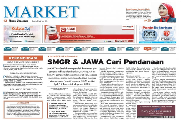 Bisnis Indonesia edisi cetak Kamis (6/2/2014)  Seksi Market