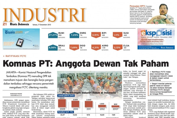 Headlines Bisnis Indonesia Edisi Cetak Senin (17/2) Seksi Industri