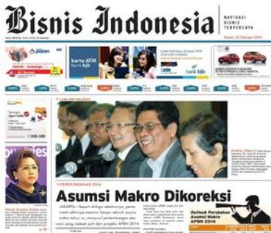 Bisnis Indonesia edisi cetak Kamis, (20/2/2014), Seksi Utama