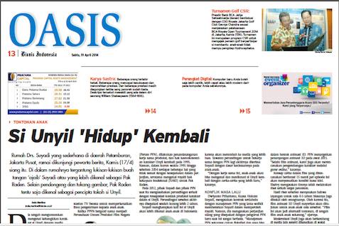 Bisnis Indonesia Edisi Cetak Sabtu (19/4/ 2014) Seksi Oasis