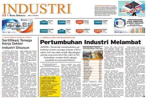 BISNIS INDONESIA Edisi Cetak Rabu (2/6/2014) – Seksi Industri