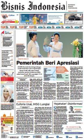 Bisnis Indonesia edisi cetak Sabtu, (12/7/ 2014), Seksi Utama