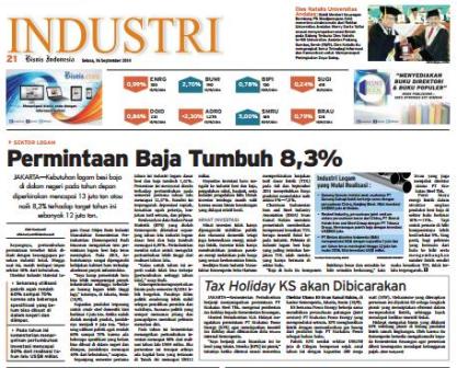 Bisnis Indonesia edisi cetak, Selasa (16/9/2014) Seksi Industri