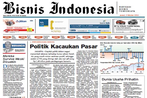 BISNIS INDONESIA Edisi Cetak Jumat (03 Oktober 2014): Seksi Utama