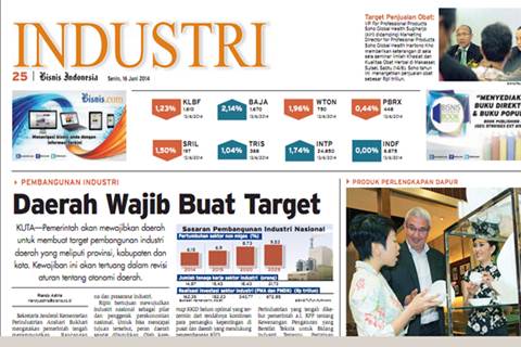 Headline Bisnis Indonesia Rabu  (22/10/2014)  INDUSTRI: Ekspor Capai US$5 Miliar Pada 2020