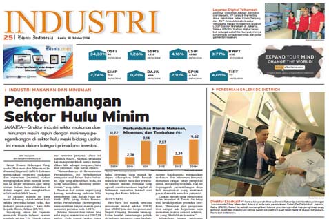 Bisnis Indonesia Edisi Cetak, Kamis (30 Oktober 2014): Seksi Industri
