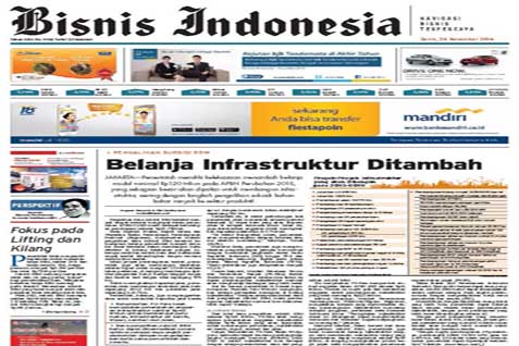 Headline Bisnis Indonesia Senin (24/11/2014) Seksi Utama