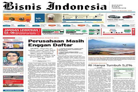 Headline Bisnis Indonesia Kamis  (27/11/2014) Seksi Utama