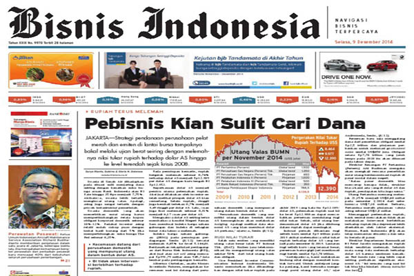 Headline Bisnis Indonesia Selasa (9/12/2014) Seksi Utama