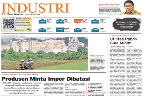 Bisnis Indonesia Edisi Cetak Senin (15 Desember 2014): Seksi Industri