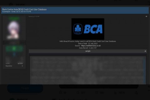 CEK FAKTA: Viral 6 Juta Data Nasabah BCA Bocor ke Situs Gelap, Benarkah?