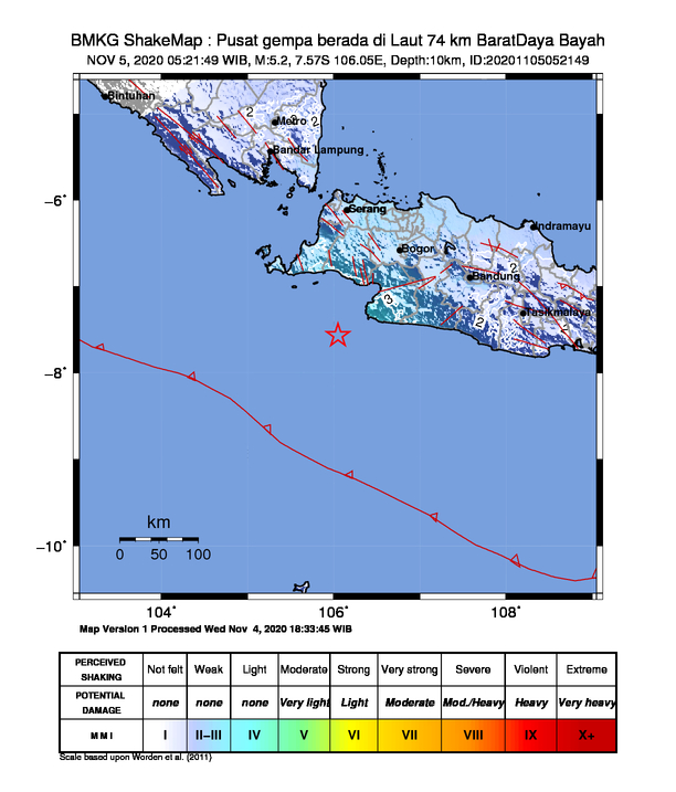 Banten Gempa Magnitudo 5,2 Dirasakan Hingga ke Sukabumi