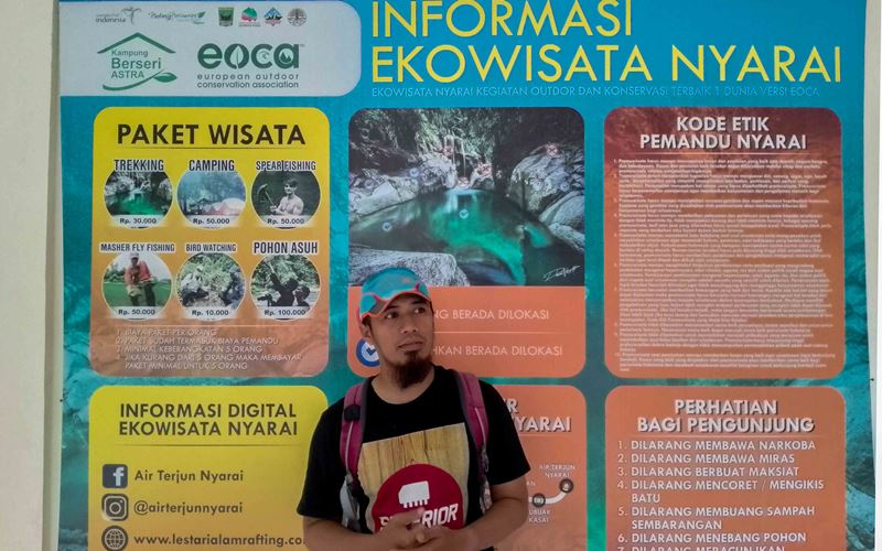 Ritno Kurniawan saat berada di Posko Ekowisata Air Terjun Nyarai, Lubuk Alung, Kabupaten Padang Pariaman, Sumatra Barat. Bisnis/Muhammad Noli Hendra