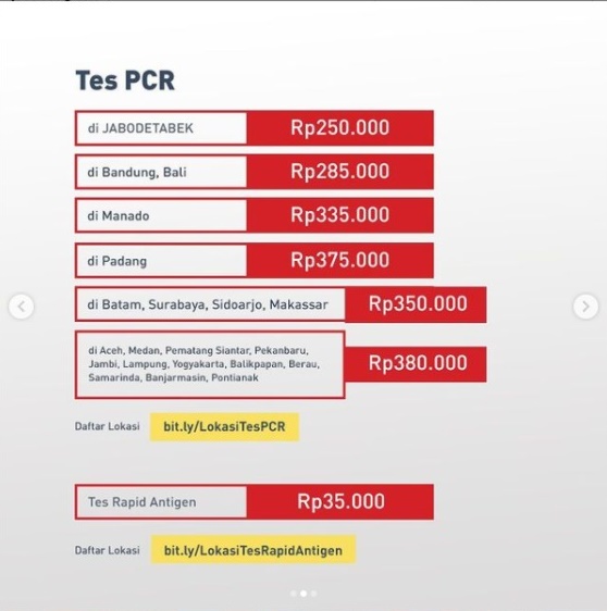 Harga Tes PCR Garuda Indonesia, Lion Air, dan Citilink