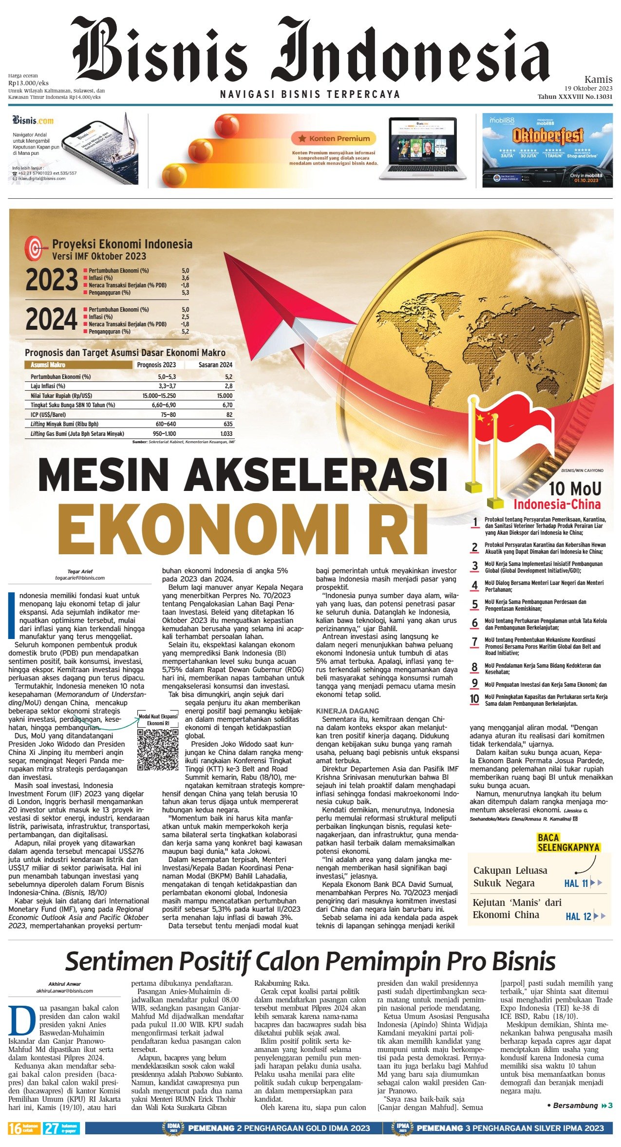 Bisnis Indonesia Edisi 19 Oktober 2023