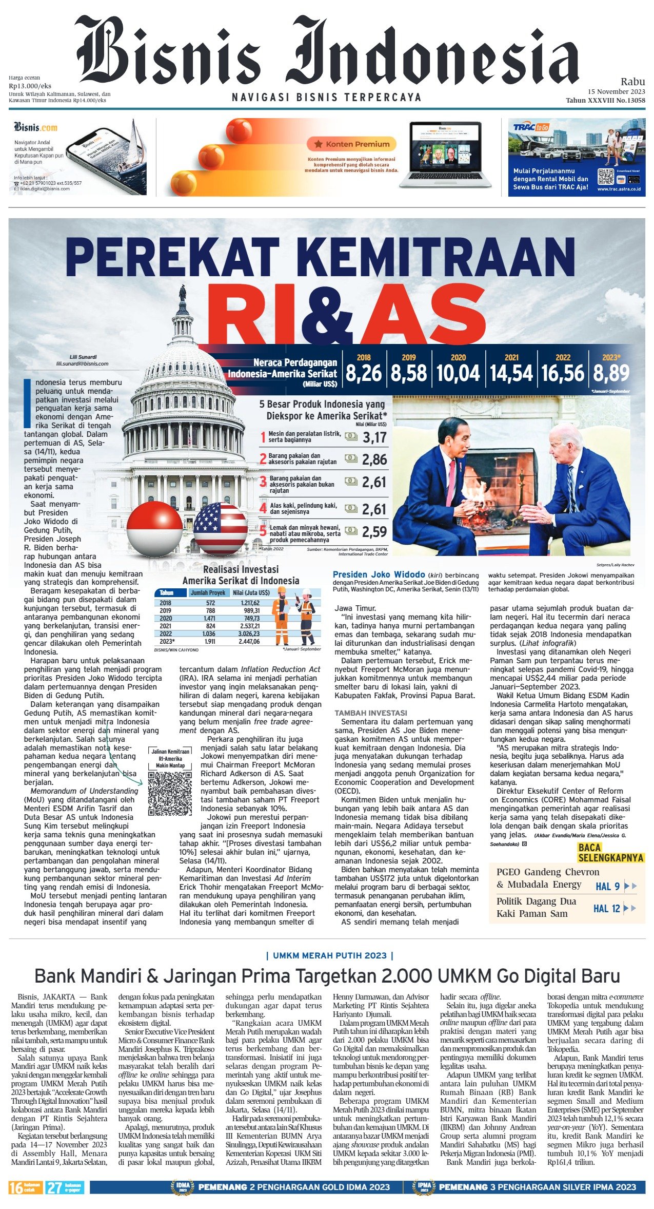 Bisnis Indonesia Edisi 15 November 2023