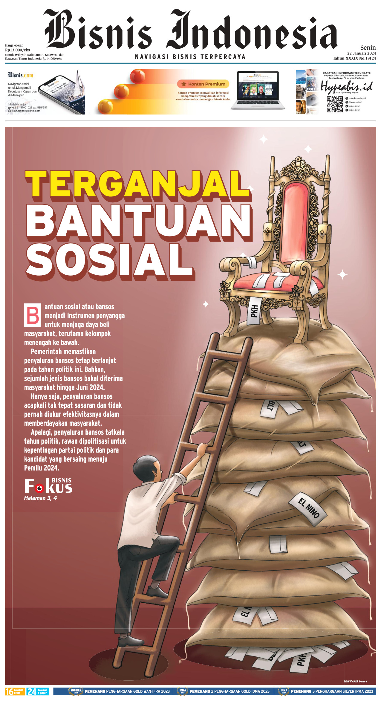 Bisnis Indonesia Edisi 22 Januari 2024