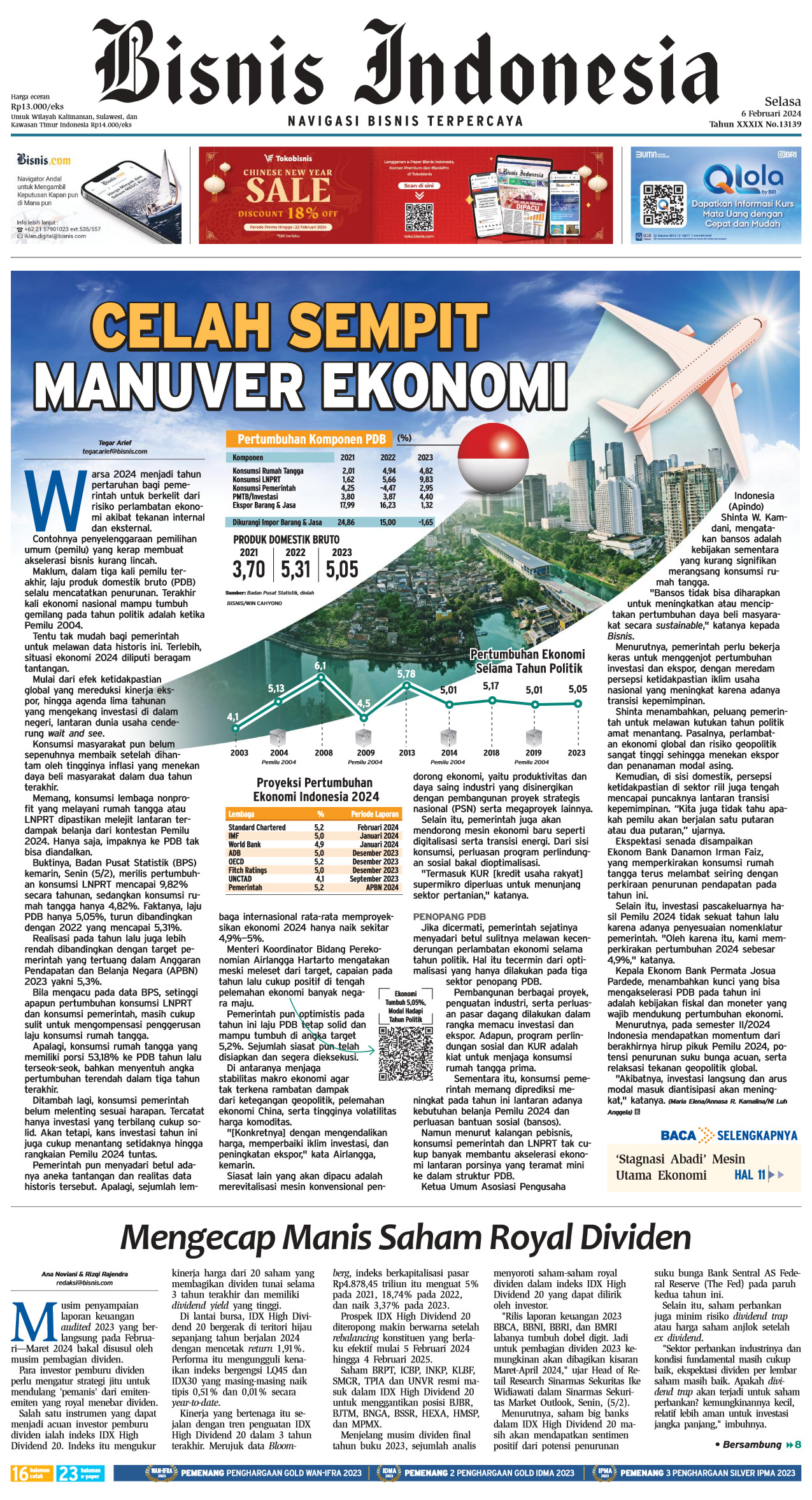 E-paper Bisnis Indonesia Edisi 06 Februari 2024