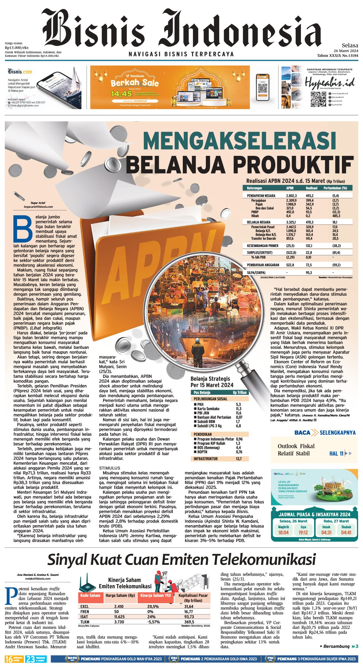 Bisnis Indonesia Edisi 26 Maret 2024