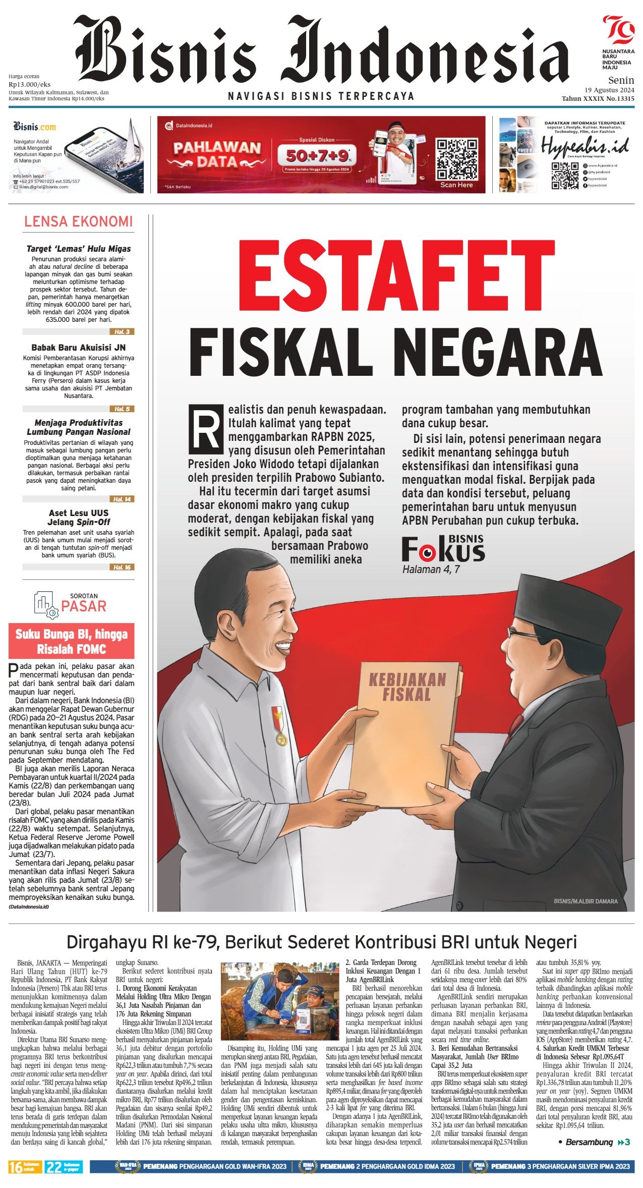 Bisnis Indonesia Edisi 19 Agustus 2024