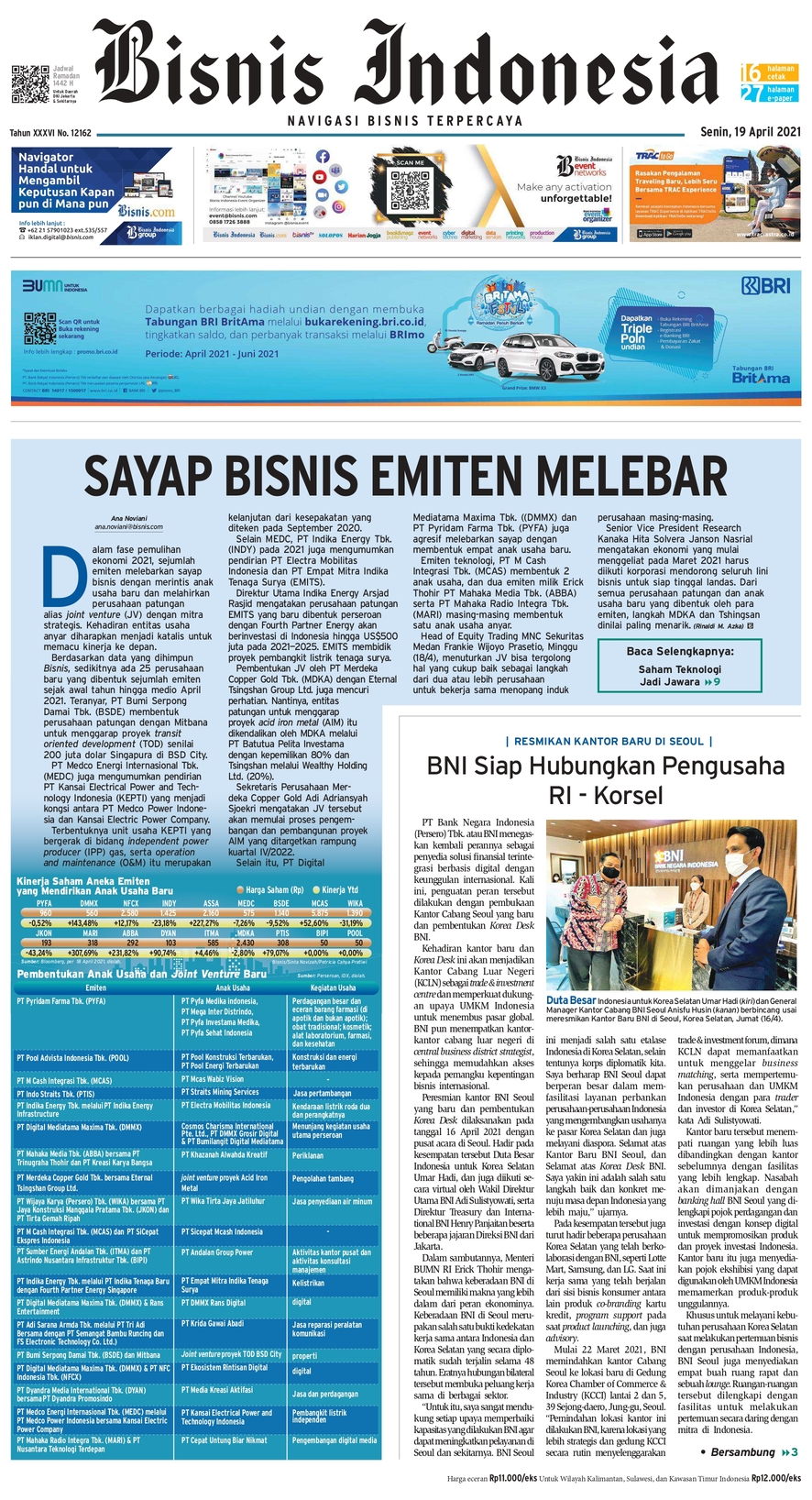 Bisnis Indonesia Edisi 19 April 2021