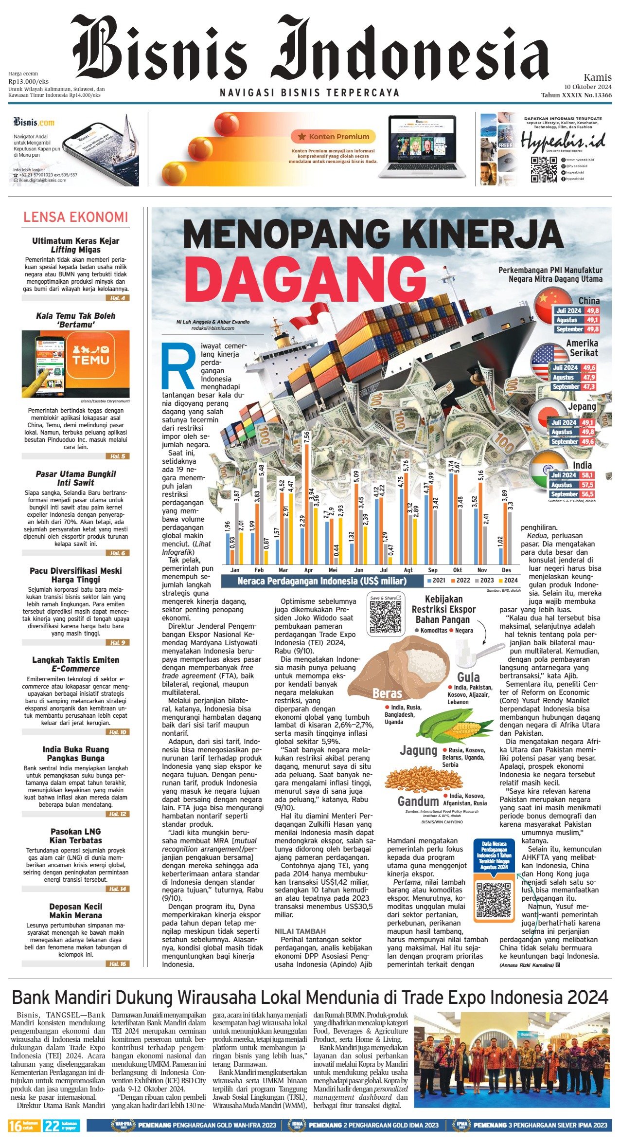 Bisnis Indonesia Edisi 10 Oktober 2024