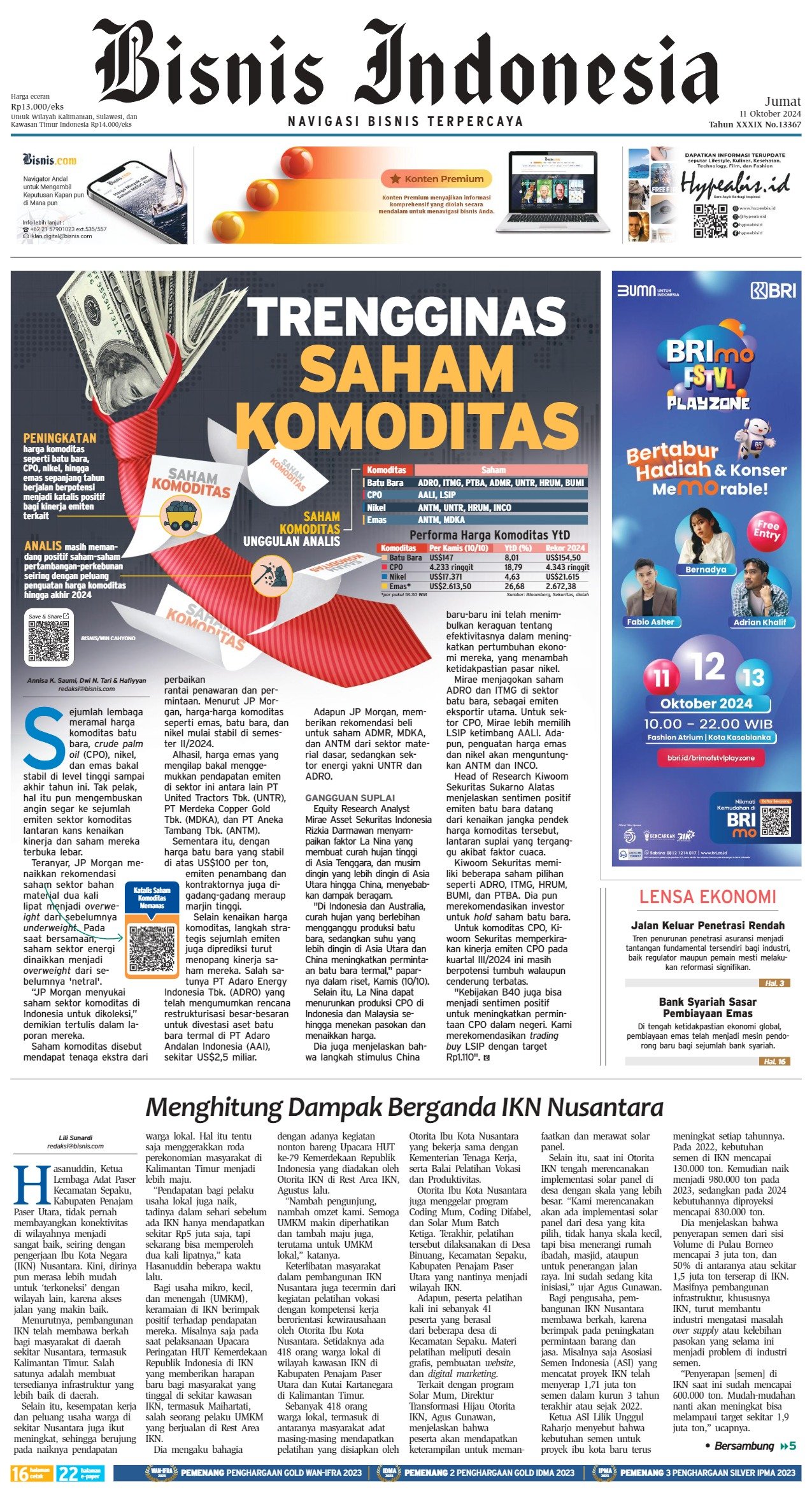 Bisnis Indonesia Edisi 11 Oktober 2024