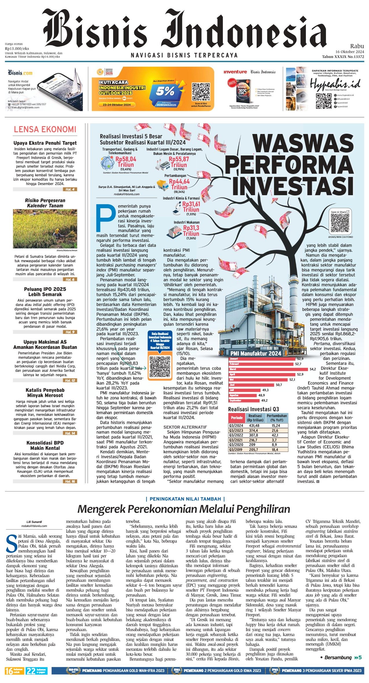 Bisnis Indonesia Edisi 16 Oktober 2024