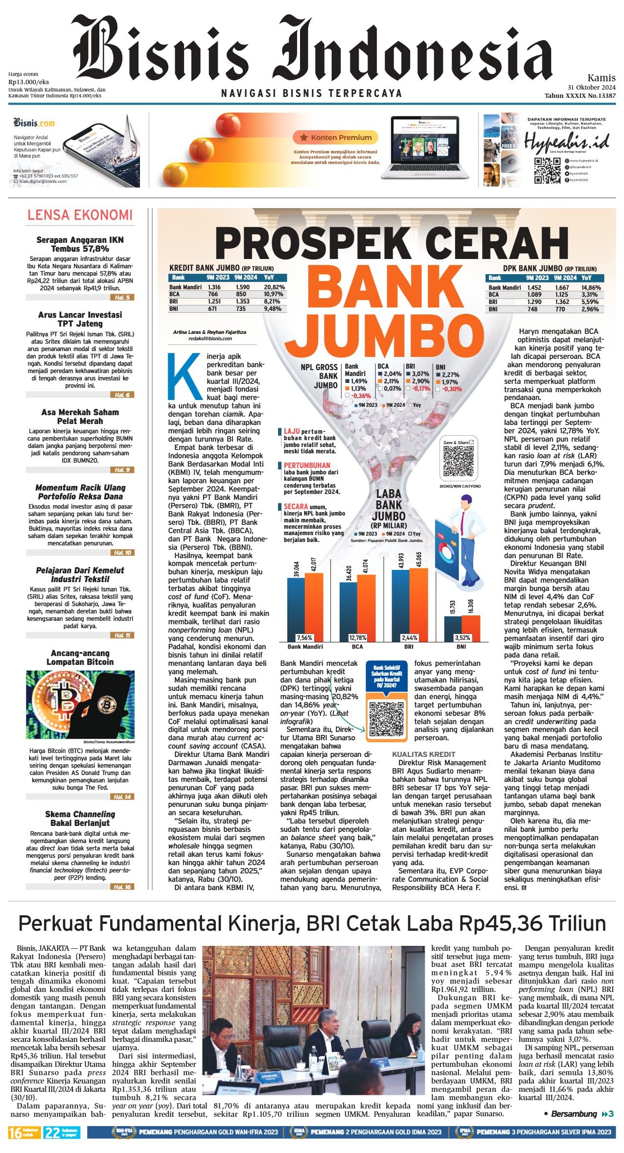 Bisnis Indonesia Edisi 31 Oktober 2024