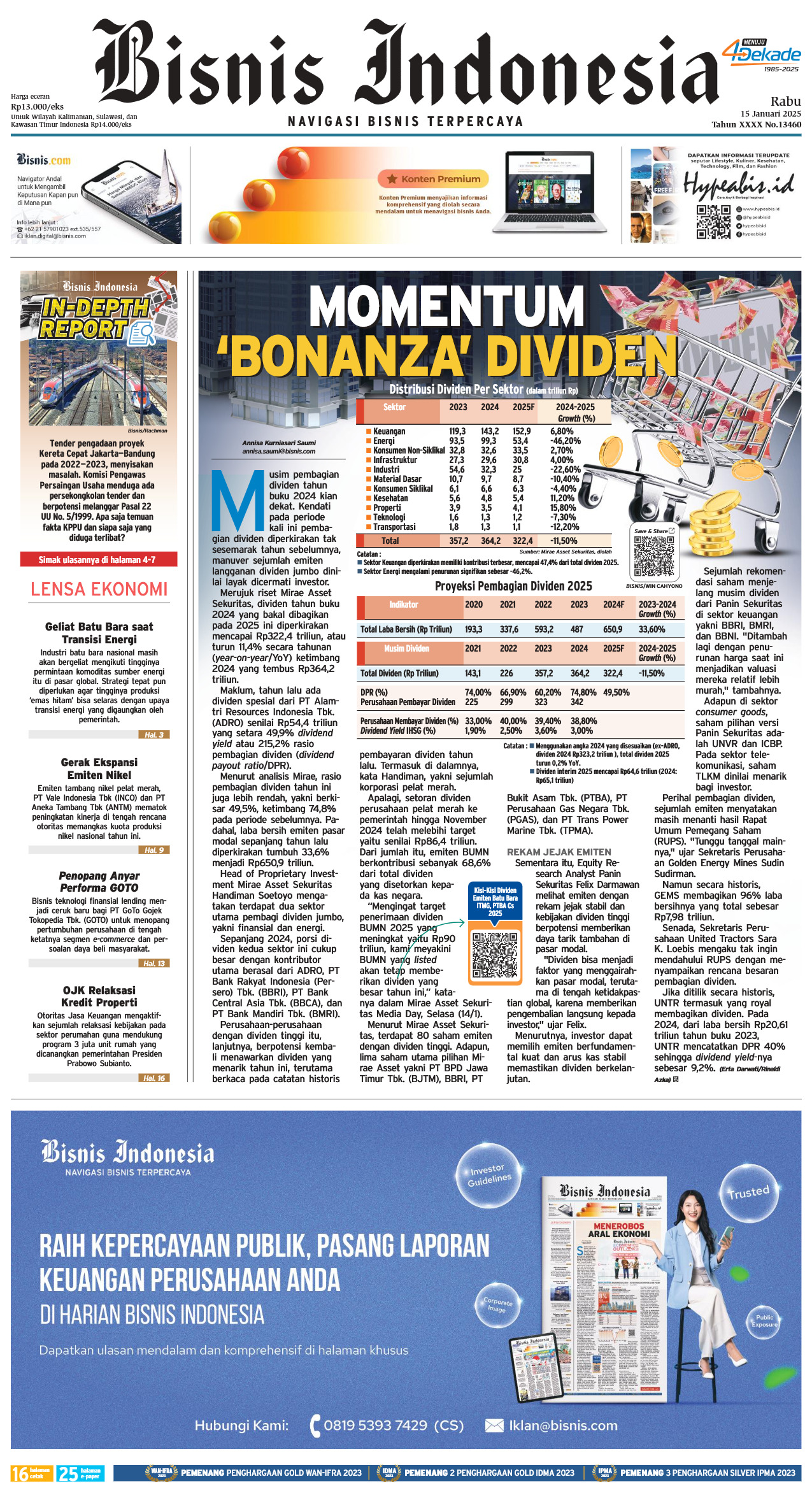 Bisnis Indonesia Edisi 15 Januari 2025