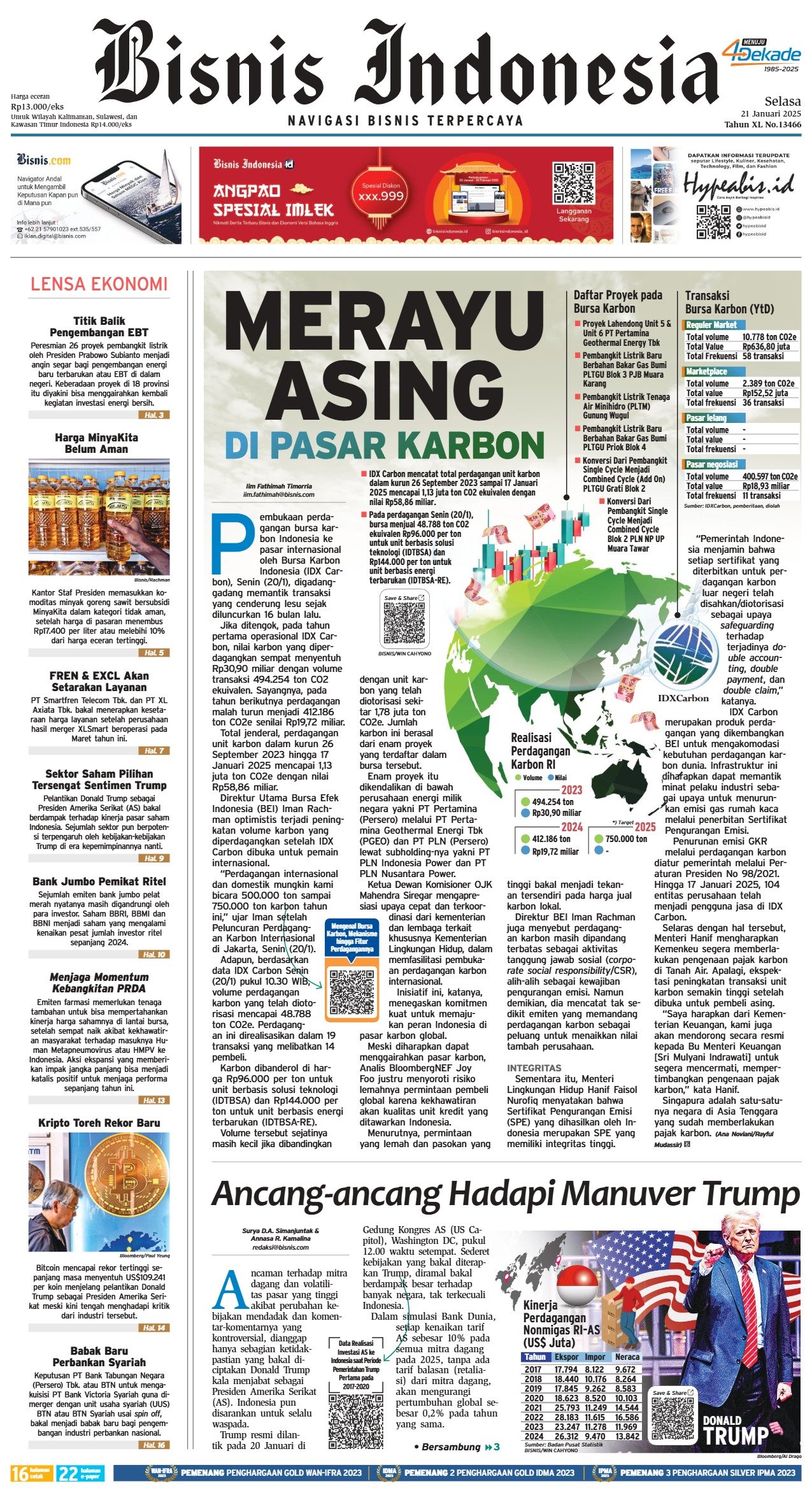 Bisnis Indonesia Edisi 21 Januari 2025