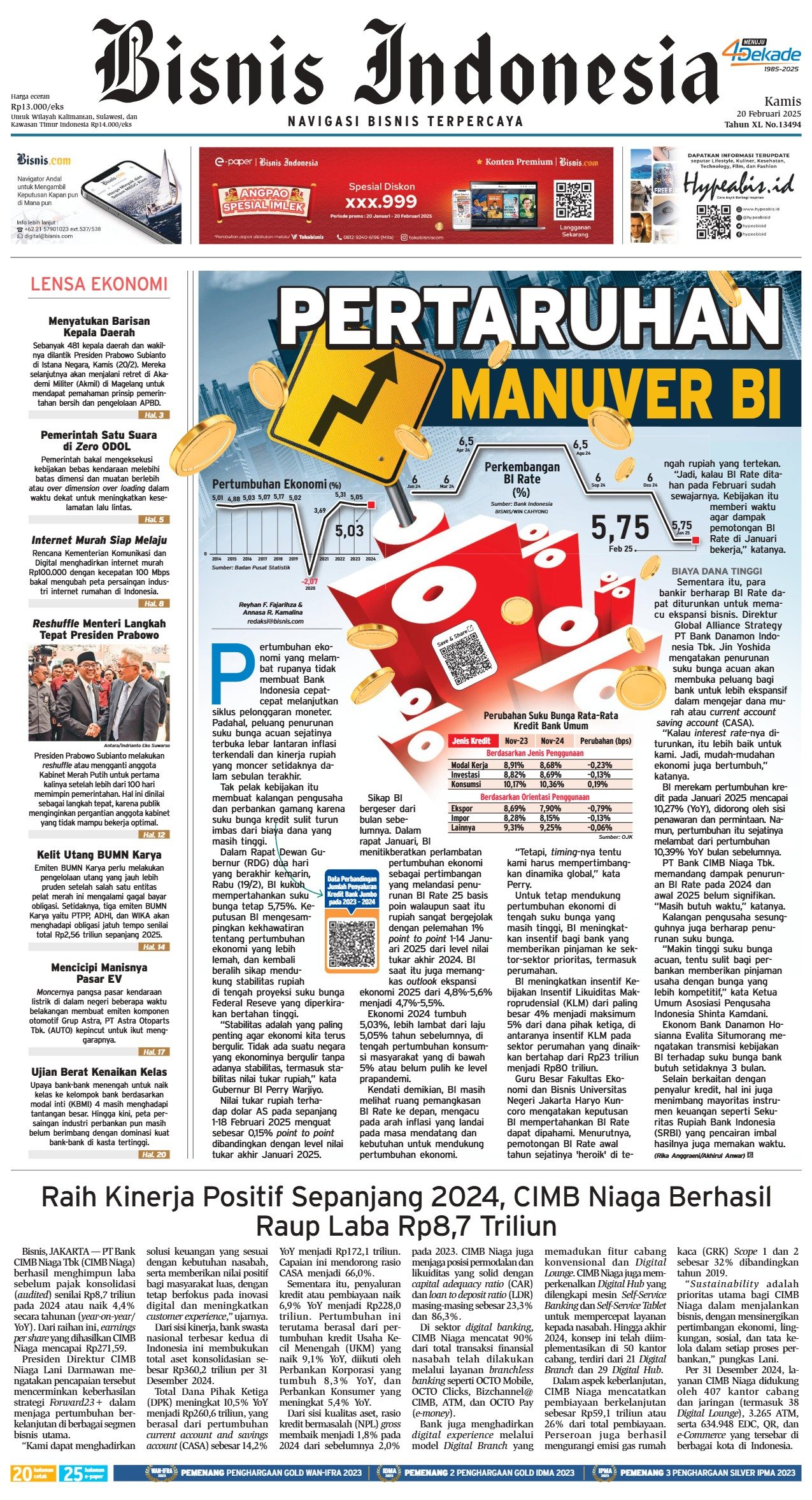 Bisnis Indonesia Edisi 20 Februari 2025