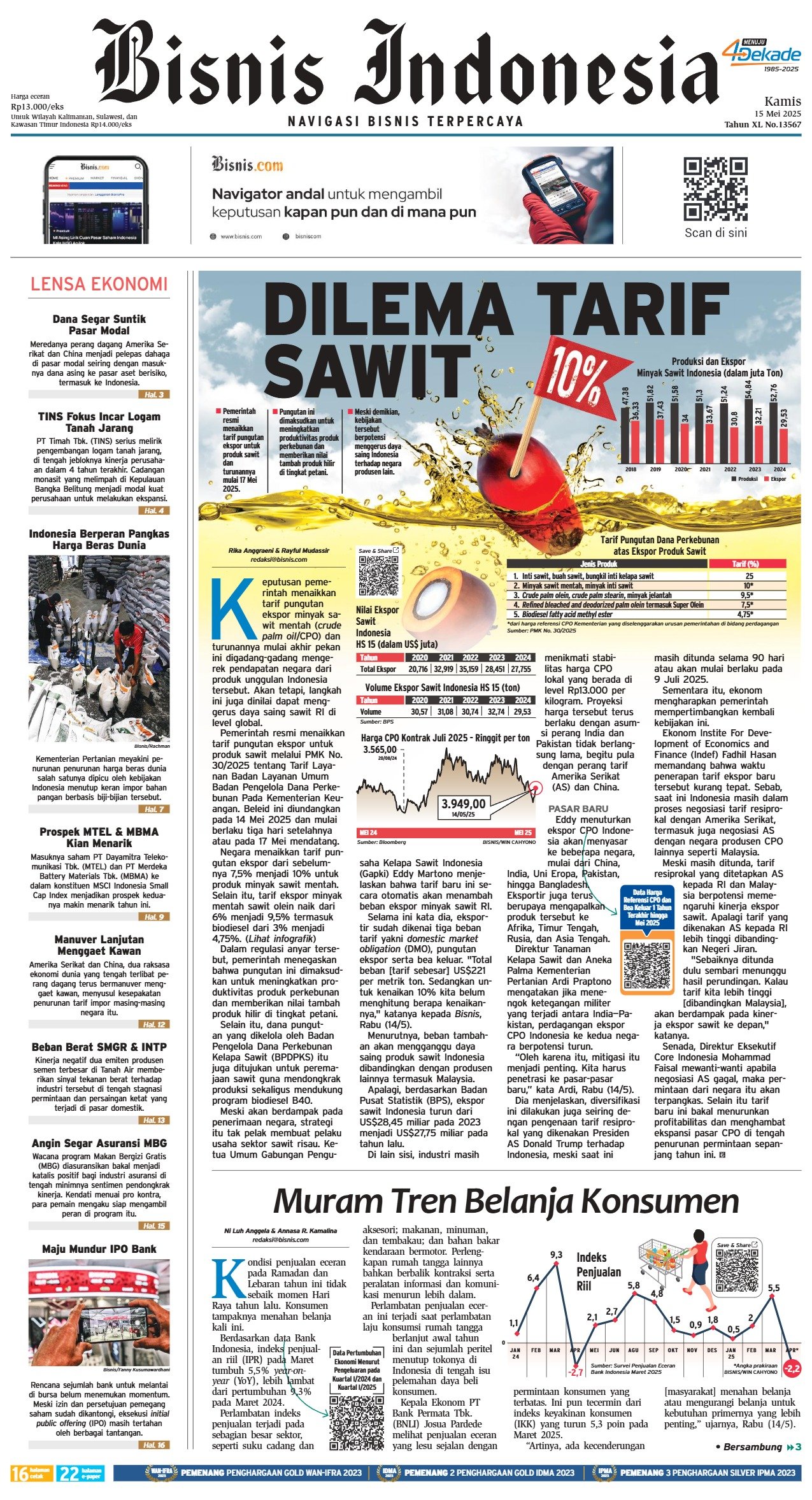 Bisnis Indonesia Edisi 15 Mei 2025