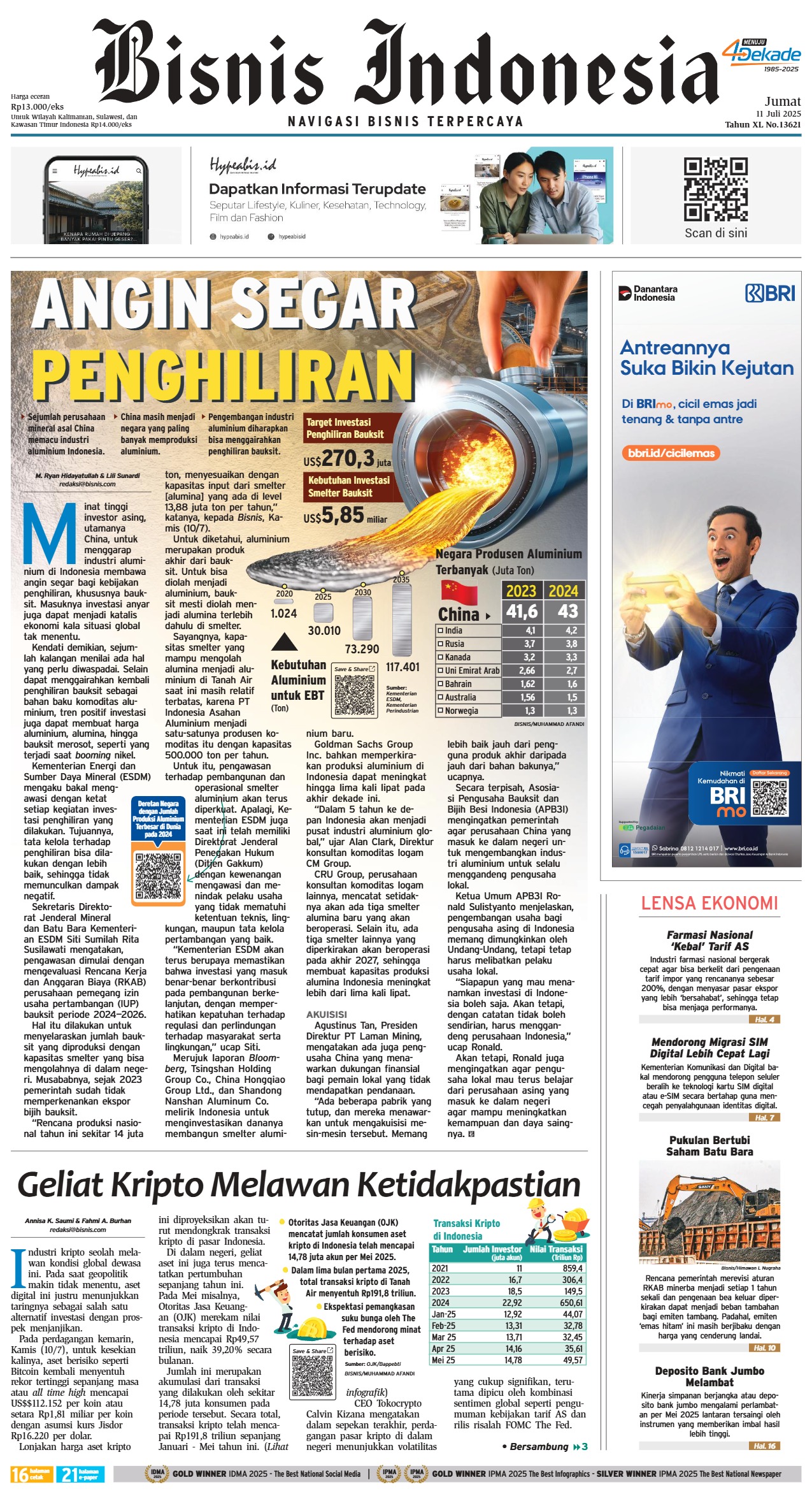 Bisnis Indonesia Edisi 11 Juli 2025 Bisnis Indonesia Edisi 11 Juli 2025