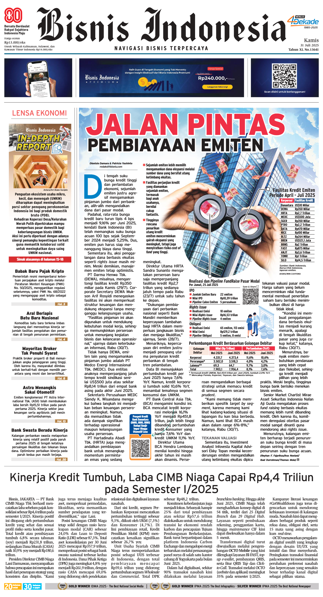 Bisnis Indonesia Edisi 31 Juli 2025 Bisnis Indonesia Edisi 31 Juli 2025