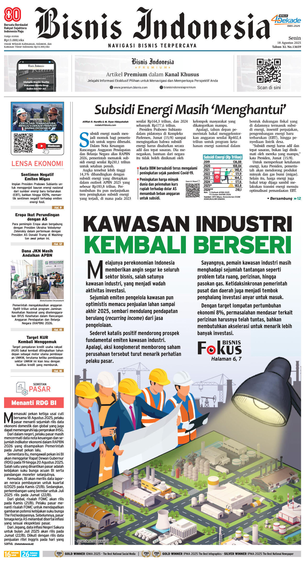 Bisnis Indonesia Edisi 18 Agustus 2025 Bisnis Indonesia Edisi 18 Agustus 2025