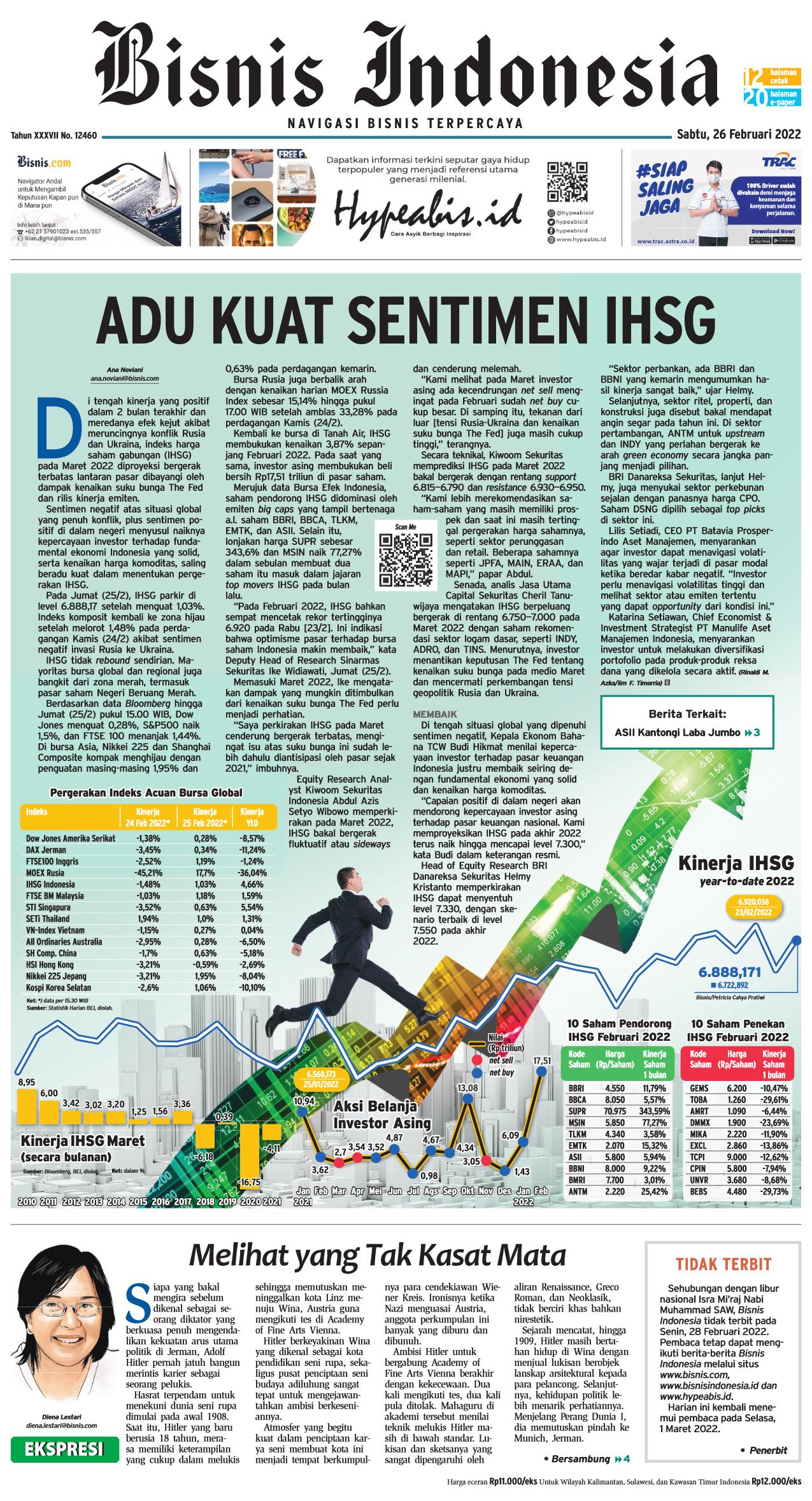 Jual Koran Bisnis Indonesia Edisi 26 Februari 2022 - TokoBisnis.com