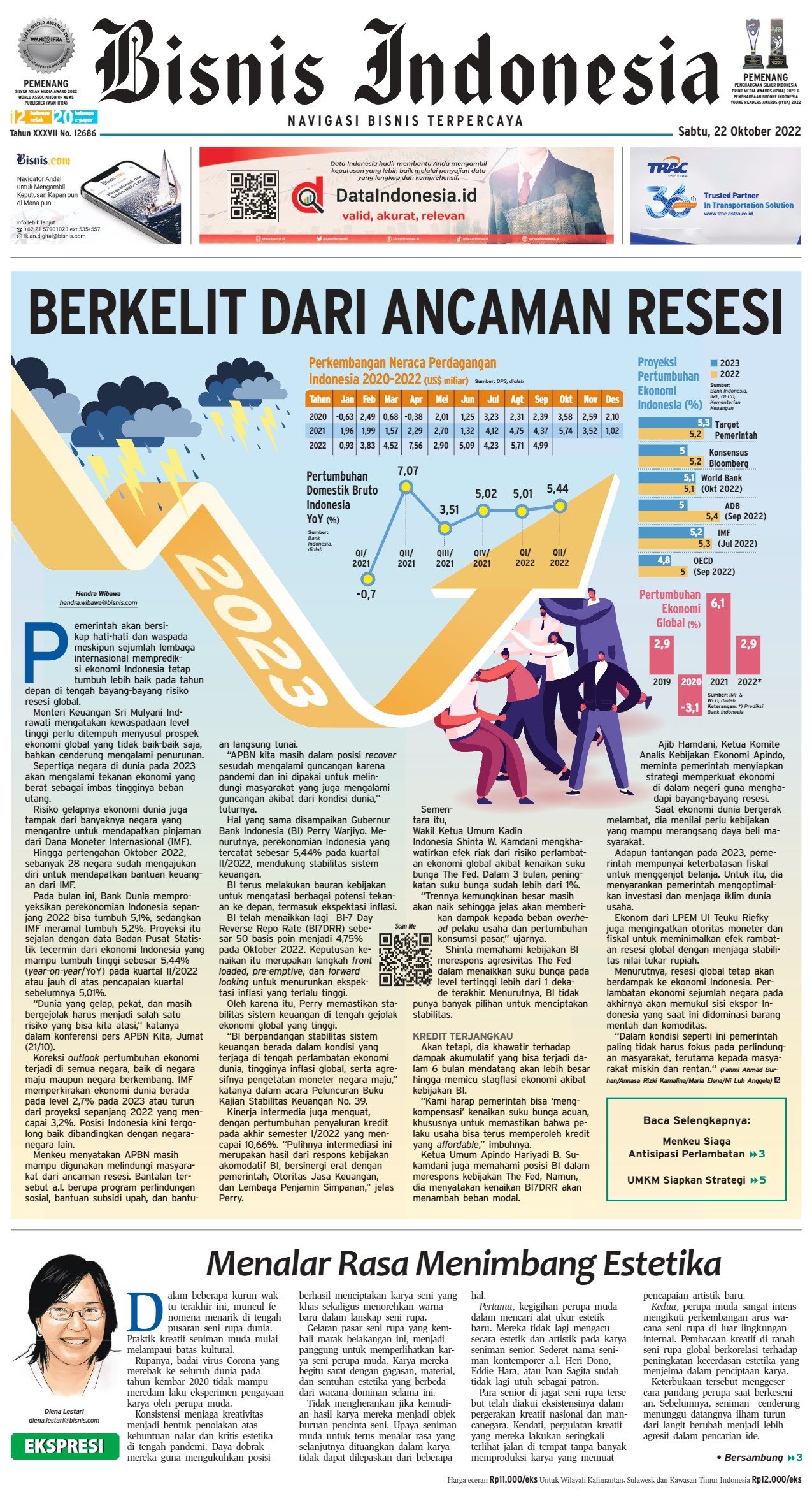 Jual Koran Bisnis Indonesia Edisi 22 Oktober 2022 - TokoBisnis.com