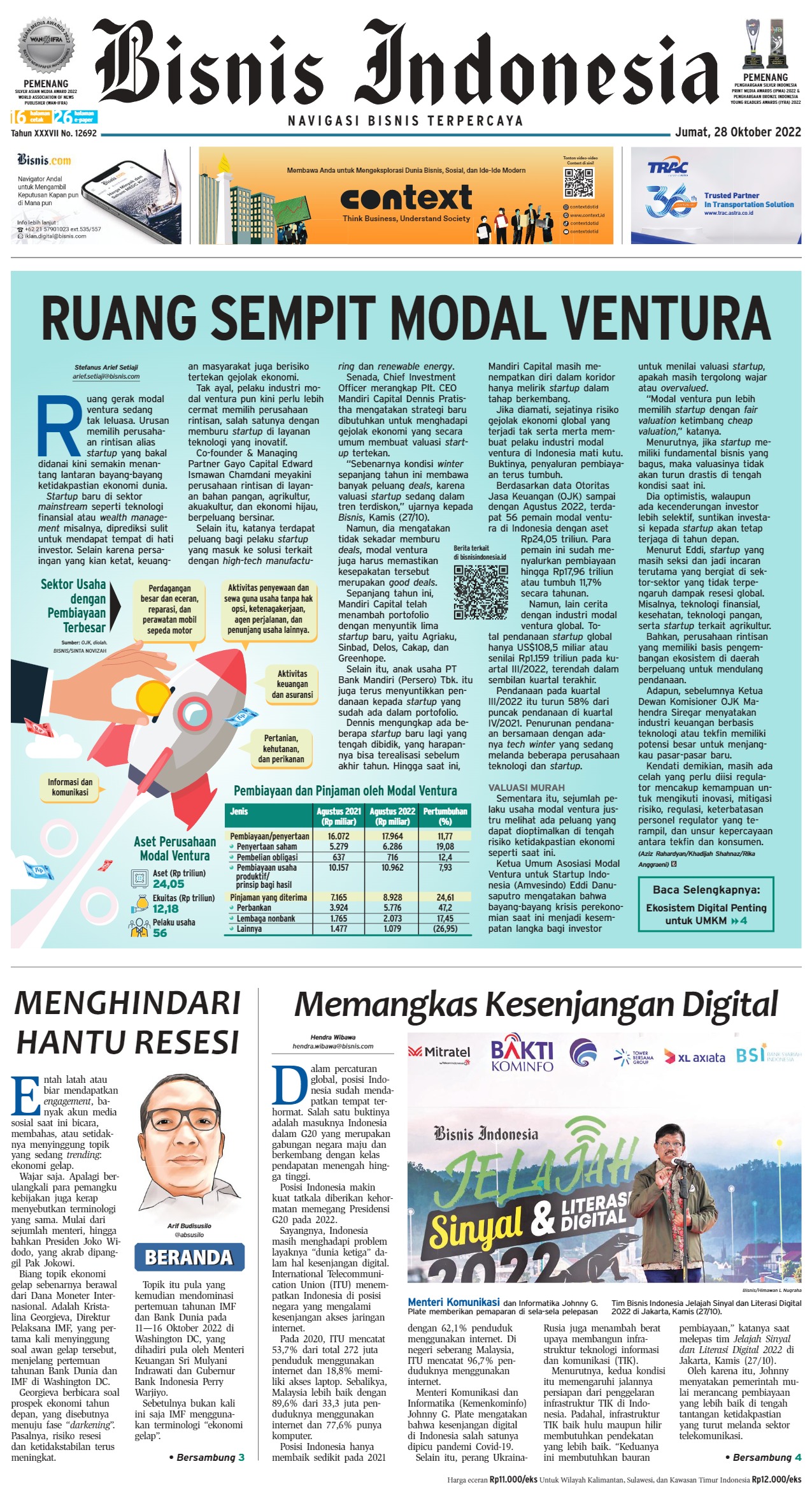 Bisnis Indonesia Edisi 28 Oktober 2022