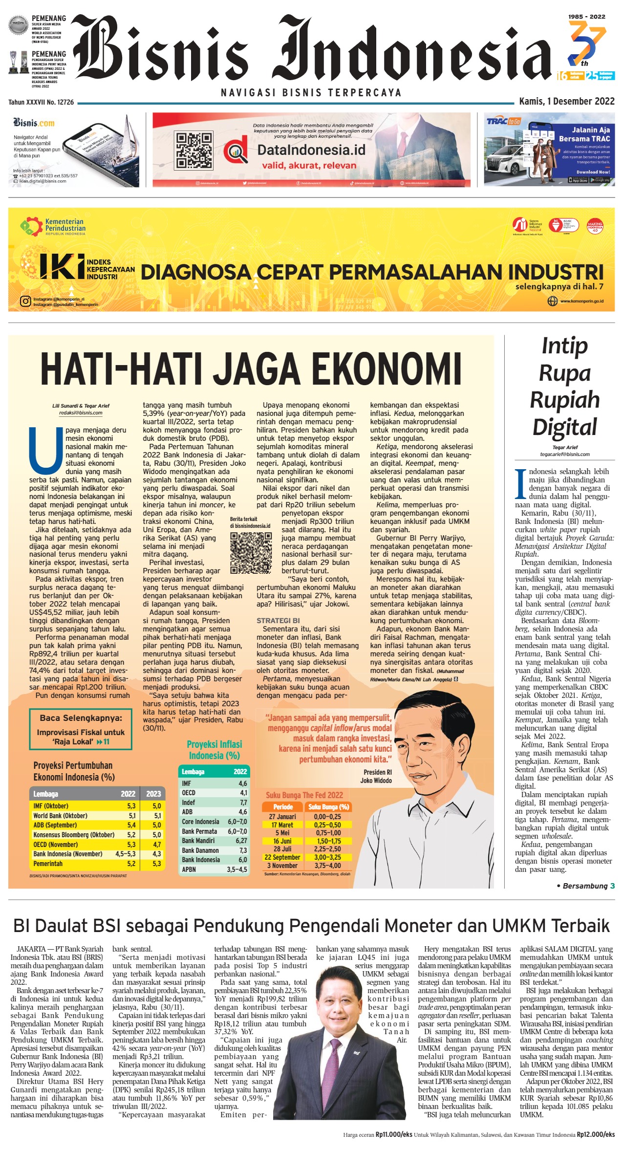 E-paper Bisnis Indonesia Edisi 01 Desember 2022