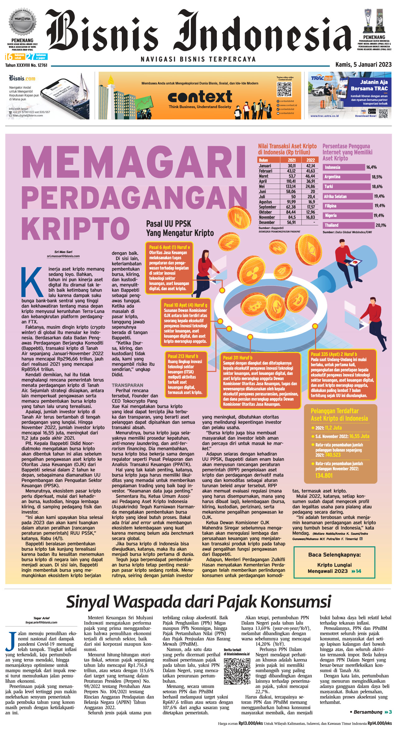 E-paper Bisnis Indonesia Edisi 05 Januari 2023