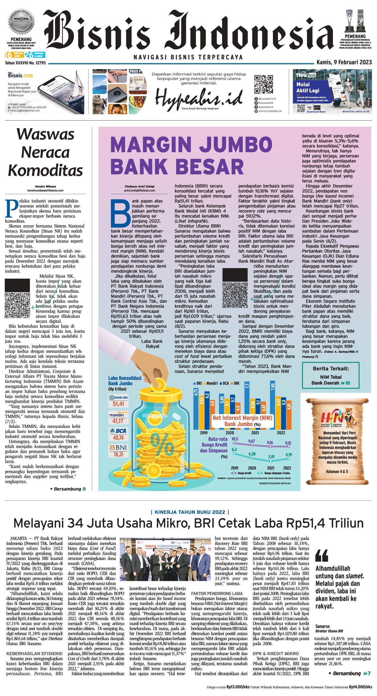 E-paper Bisnis Indonesia Edisi 09 Februari 2023