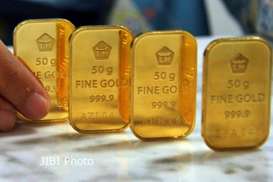 HARGA EMAS ANTAM 14 FEBRUARI: Harga Jual Turun Rp1.000/Gram, Comex Naik Tipis