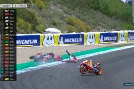 MotoGP Spanyol: Marquez Juara, Terjadi Tabrakan Karambol Pedrosa-Lorenzo-Dovizioso