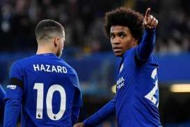 PIALA DUNIA 2018: Brasil vs Belgia,  Dua Gelandang Chelsea Perang: Willian vs Eden Hazard