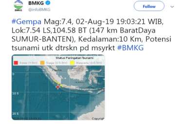 Gempa Banten: Masyarakat Diminta Pantau Informasi Resmi. Ini 5 Titik Tsunaminya