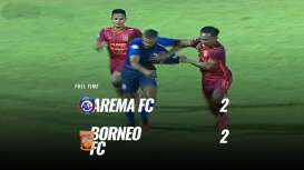 Arema FC vs Borneo FC 2-2, Peringkat 4 Milik PSS Sleman. Ini Videonya