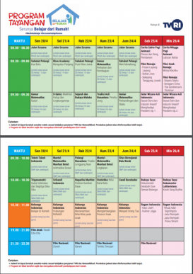 Simak Jadwal Tayang Program Belajar dari Rumah di TVRI Hari Ini