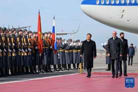 Detik-detik Presiden Xi Jinping Tiba di Moscow, Disambut Bak Tamu Agung