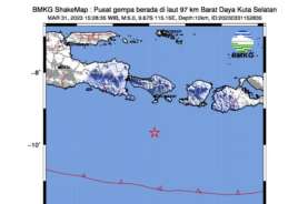 Gempa Tektonik Dangkal di Selatan Bali Tak Memicu Tsunami